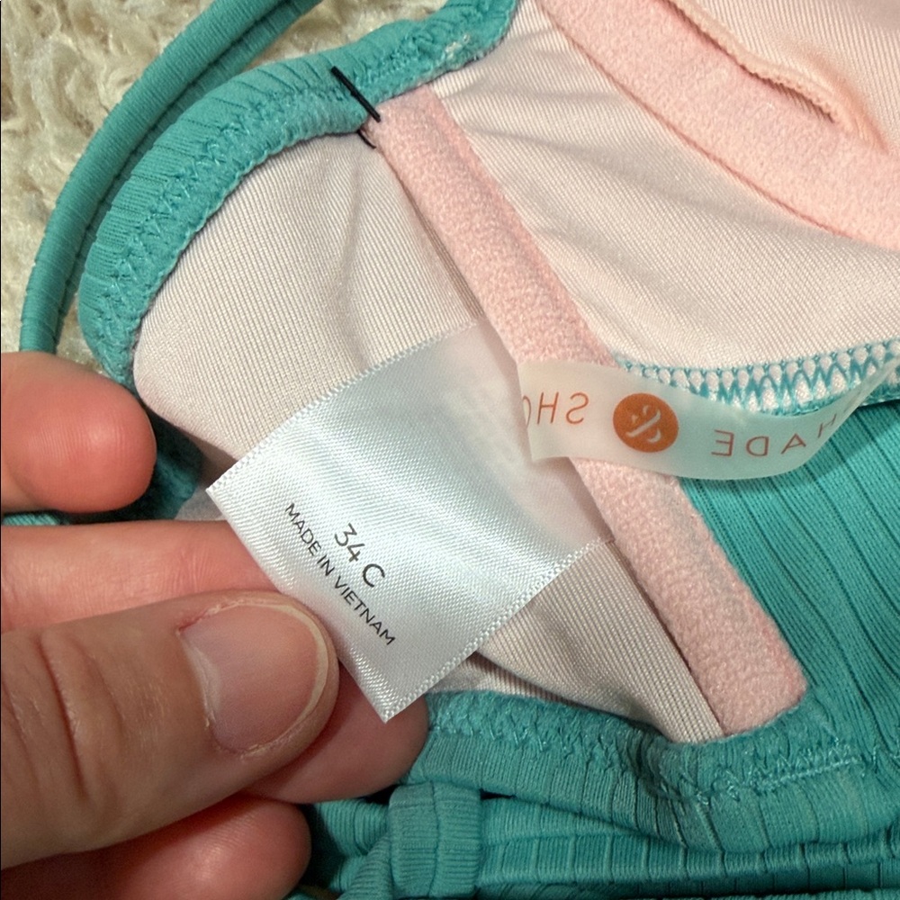 Shade & Shore Ribbed Teal Women's Swim Set - Top Size 34C, Bottom Size L - Picture 7 of 11